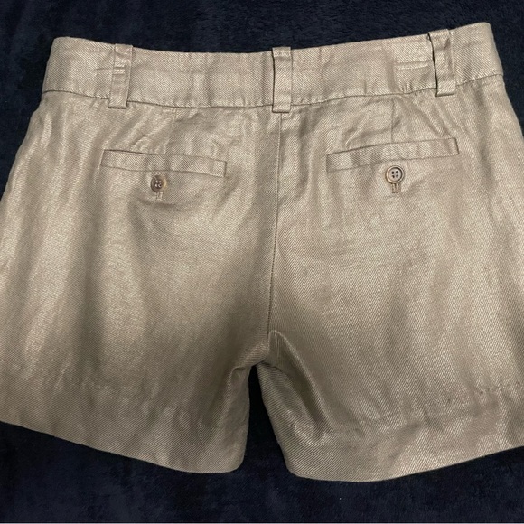 J. Crew Linen Shorts Tan Gold Metallic Size 4 - Picture 2 of 6